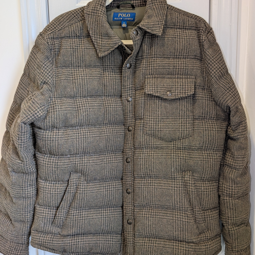 Polo Ralph Lauren Men's Brown/Green Houndstooth Down Filled Jacket Size Medium